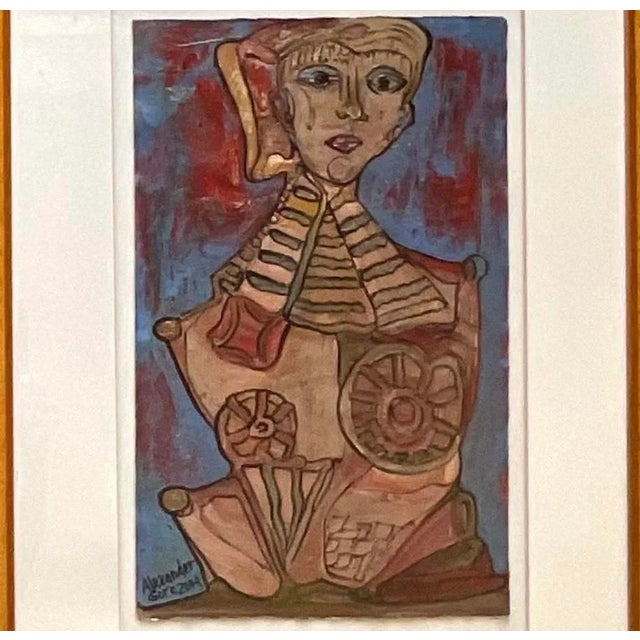 Vintage Boho Signed Original Oil Abstract Figural of Woman For Sale - Image 11 of 13