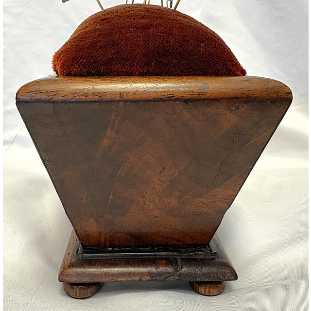 Early 20th Century 19th Century Antique Rosewood Sewing Box With Velvet Top and Assorted Pins For Sale - Image 5 of 18