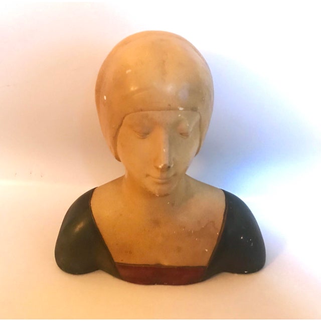 Traditional Late 19th Century Vintage Donatello "Unknown Woman" Renaissance Revival Polychrome Plaster For Sale - Image 3 of 12