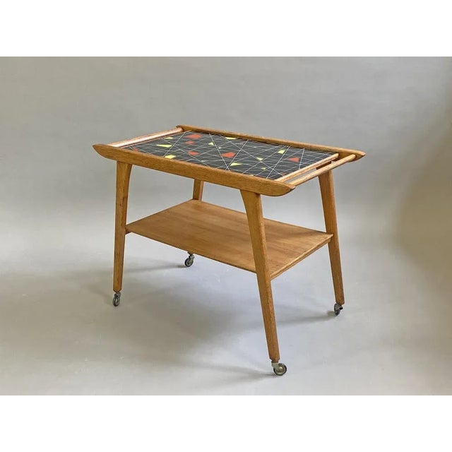 Brown Bar Cart from VEB Workshops GDR, 1950s For Sale - Image 8 of 8