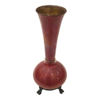 Early 20th Century Red Enamel Bronze Vase For Sale
