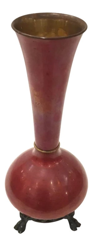 Early 20th Century Red Enamel Bronze Vase