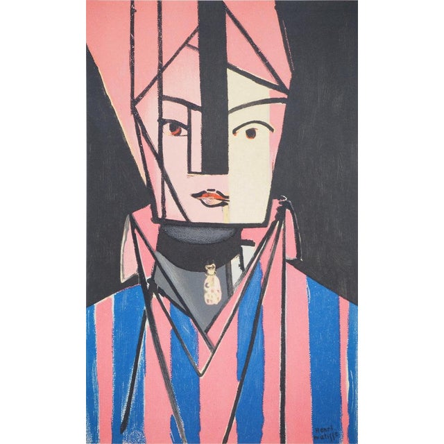 Henri Matisse, White and Pink Cubist Portrait, Lithograph For Sale - Image 6 of 6