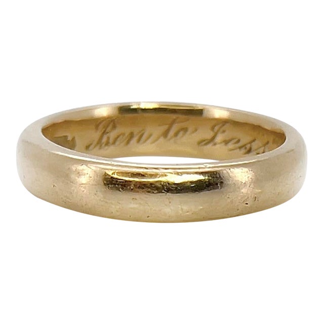 Antique 14k Yellow Gold Band, Ben to Jessie Dec. 22-14, Size 6.5 For Sale