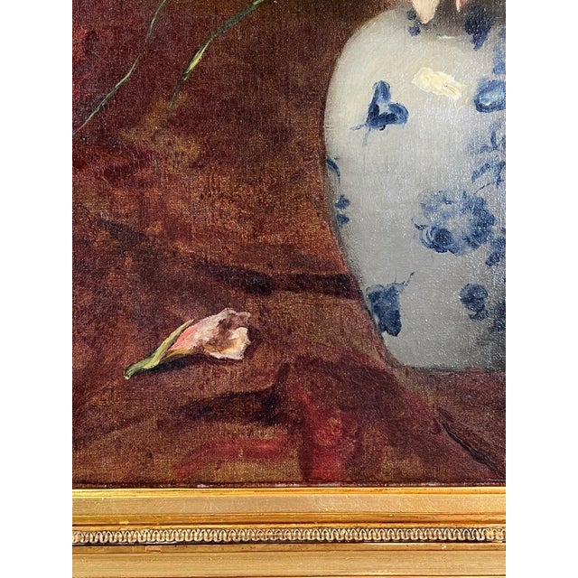Aimé Perret, Still Life with Flowers, 1885, Oil Painting on Canvas, Framed For Sale - Image 9 of 12