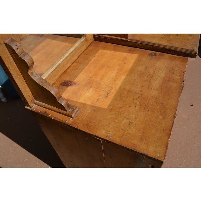 Vintage Unusual Rustic Pine Dresser Chest W/ Small Mirror / Cupboard & Glove Drawer For Sale - Image 10 of 17