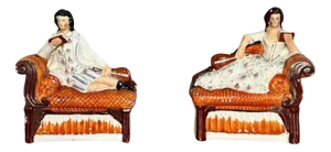 Antique Victorian Staffordshire Bookends, 1860, Set of 2