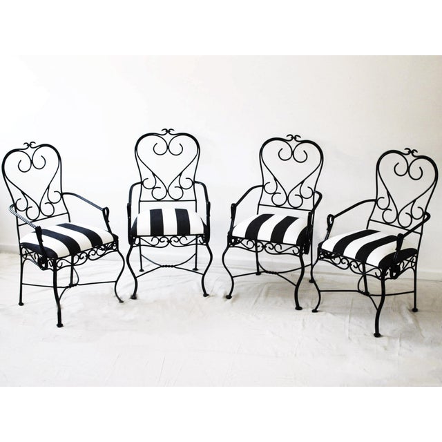 Vintage Wrought Iron Glass Top Table & Four Chairs Chairish