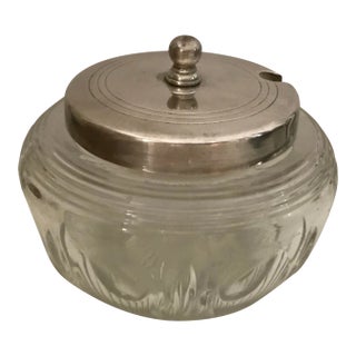 Vintage Cut Crystal Jam Pot Silver Plated Lid For Sale