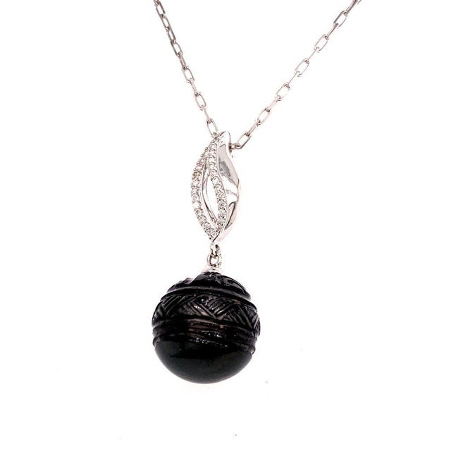 Fine Quality Tahitian Pearl Diamond Pendant 18k Gold 13.5 mm 16" Certified $2,450 817267 This is a Unique Custom Made...