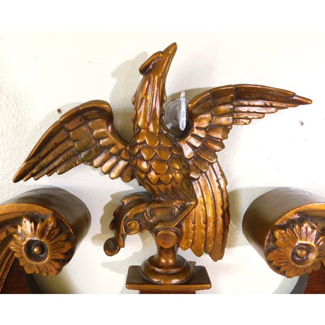 1970s Vintage Stroupe Chippendale Mahogany Gilt Eagle Crested Wall Mirror For Sale - Image 5 of 11