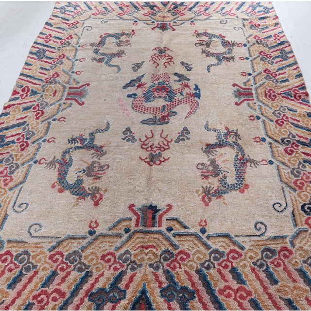 Early 20th Century Antique Chinese Silk Dragon Rug Doris Leslie Blau For Sale - Image 5 of 7