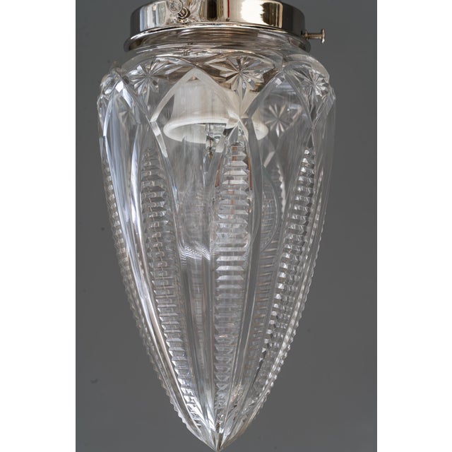 Vintage Nickel-Plated Ceiling Lamps with Cut Glass Shades, 1920, Set of 2 For Sale - Image 15 of 17