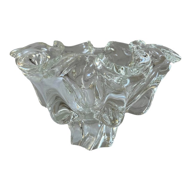 Vintage Clear Czech Chribska Bowl For Sale