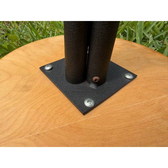 Vintage Sculptural Four-Prong Drink Table in Hardwood and Black Metal For Sale - Image 12 of 12