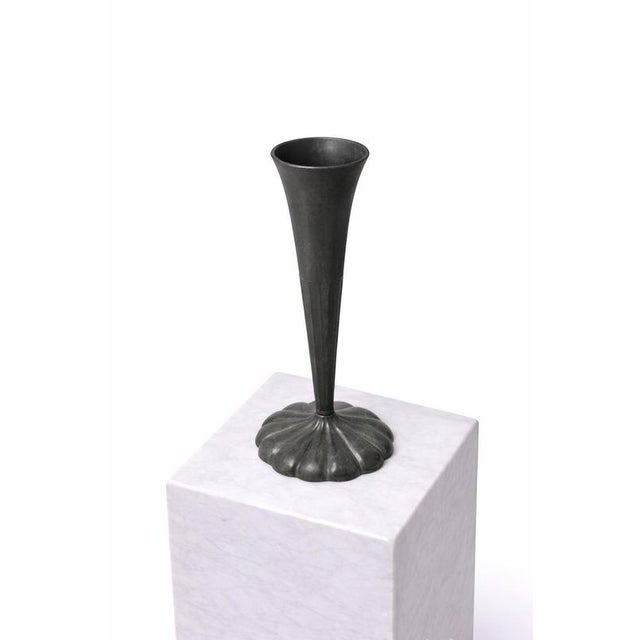 Art Deco Danish Pewter Trumpet Vase attributed to Just Andersen, 1930s For Sale - Image 4 of 6