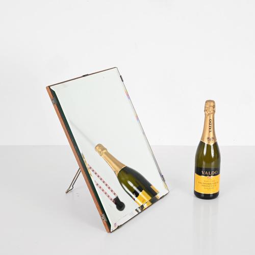 Metal Italian Table Beveled Mirror in Wood and Iron by Luigi Fontana, 1940s For Sale - Image 7 of 18