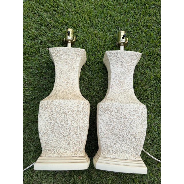 Vintage 1992 Rod International Faux Plaster Table Lamps, Pair For Sale - Image 9 of 10