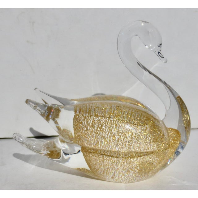 Marcolina Gold Fleck Glass Swan Sweden For Sale - Image 4 of 6