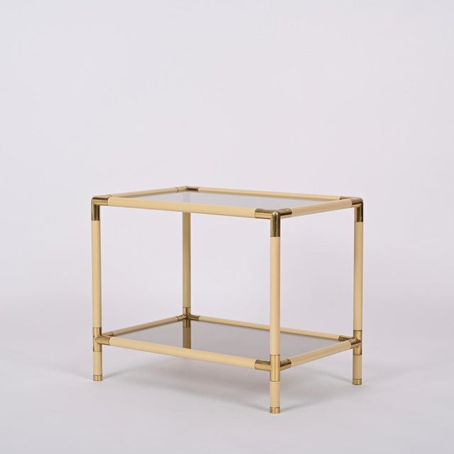 Italian Metal, Brass and Smoked Glass Coffee Table from Tommaso Barbi, 1970s For Sale - Image 13 of 14