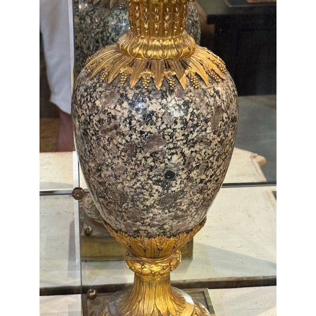 19th Century Pair of 19th C. French Marble and Bronze Urns For Sale - Image 5 of 7