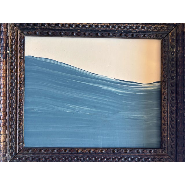 Nautical "Waves" Abstract Painting in Antique Frame, Seascape Painting Transitional Wall Art by JTS For Sale - Image 3 of 10