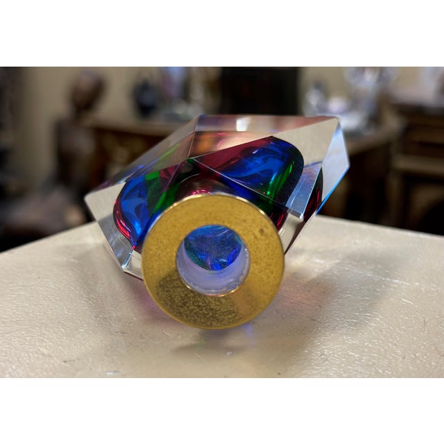 Blue Late 20th Century Murano Sommerso Style Perfume Bottle, Unsigned For Sale - Image 8 of 9
