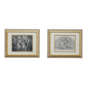 Pair of Antique Neoclassical Genre Scene Prints, Framed, C1890