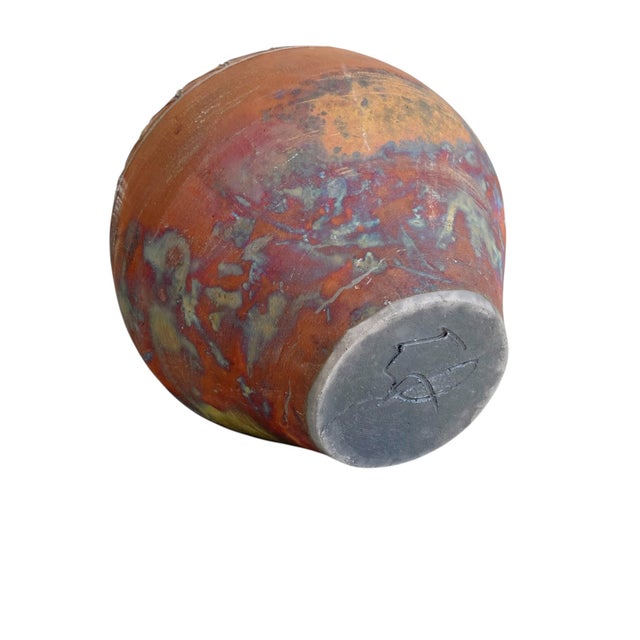 Ceramic VTG Steve Ernt Raku Studio Art Pottery Signed Metallic Glaze 7" For Sale - Image 7 of 10