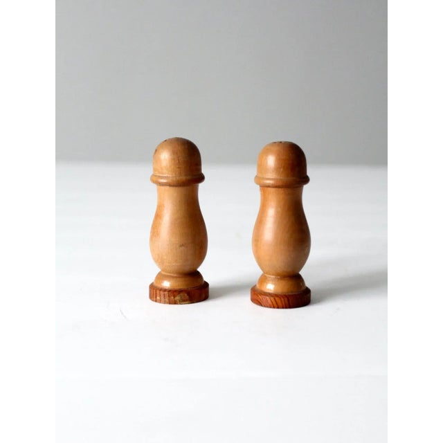 Vintage Wooden Salt and Pepper Shakers For Sale - Image 4 of 8