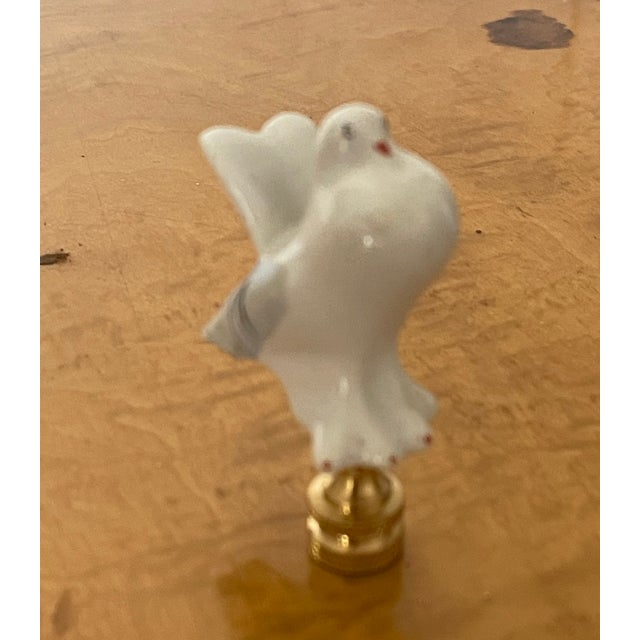 Shabby Chic 1960s White Dove Porcelain Figurine Lamp Finial For Sale - Image 3 of 5