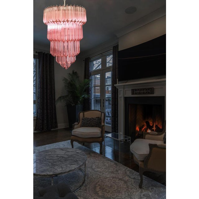 Glass Pink Murano Glass Chandelier, 1980 For Sale - Image 7 of 18
