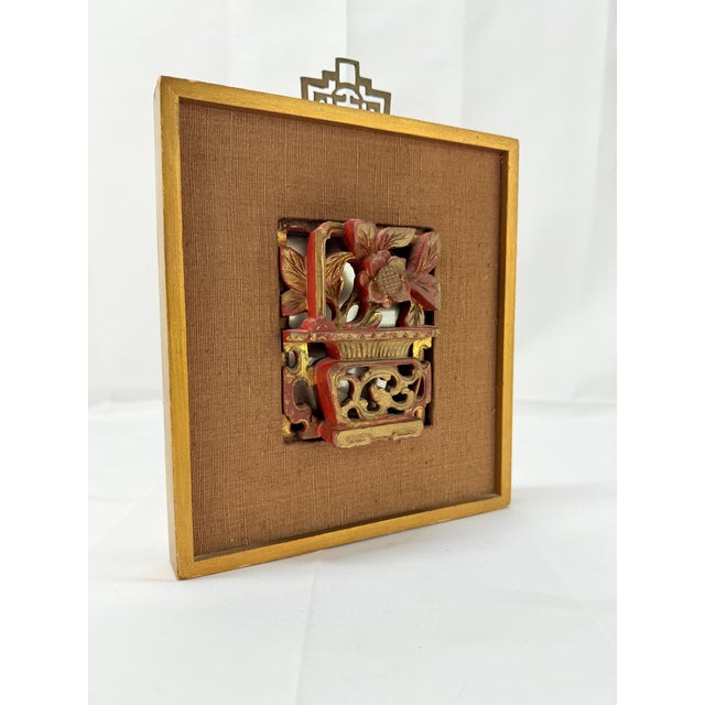 Chinese Qing Dynasty Carved & Giltwood Plaque W/ Mirrored Back For Sale - Image 4 of 6