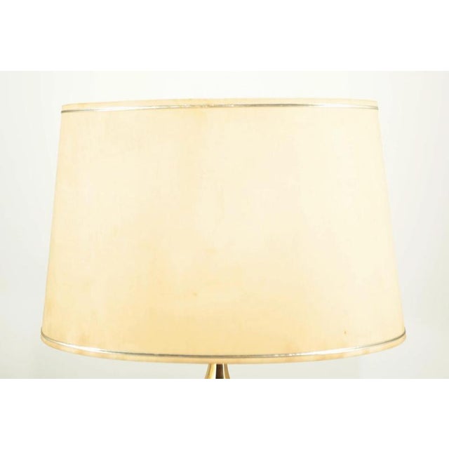 Brass Lamp with Fabric Shade For Sale - Image 3 of 5