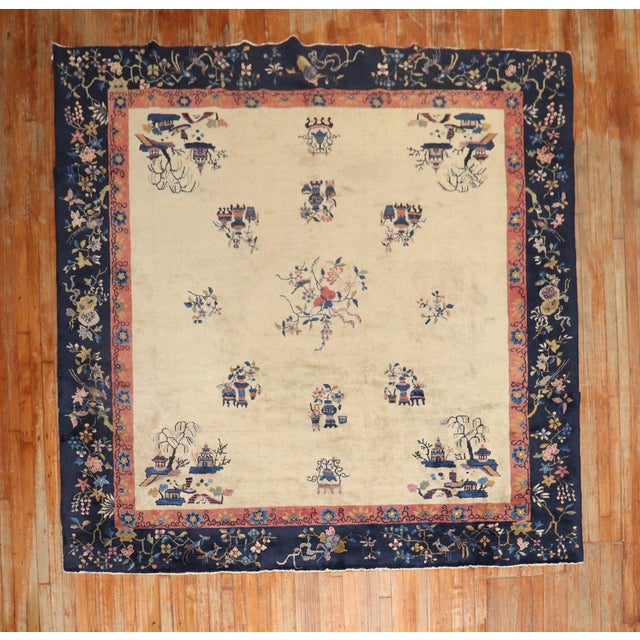 Antique Chinese Square Rug - 8'2" x 8'9" For Sale - Image 17 of 18