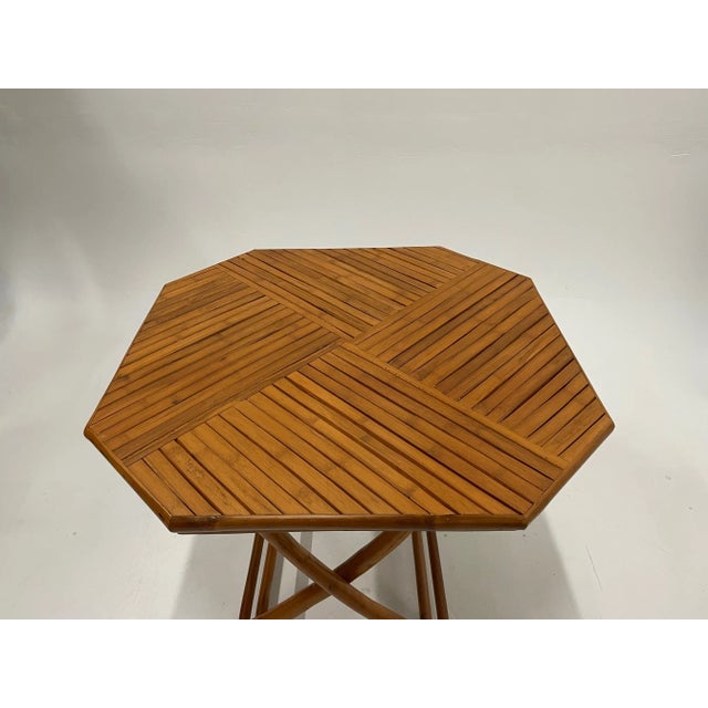 1980s 8 Sided Folding Bamboo Breakfast or Center Table For Sale - Image 5 of 9