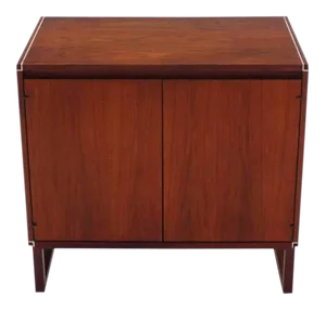 Two Door Teak Petit Short Two Doors Credenza Cabinet