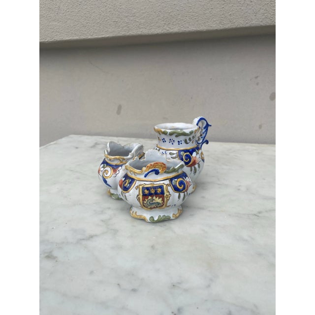 French Country French Faience Salt & Pepper Set Desvres , Circa 1900 For Sale - Image 3 of 6