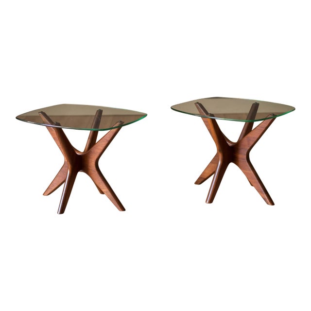 Pair of Mid Century Modern Adrian Pearsall Walnut Jacks End Tables For Sale