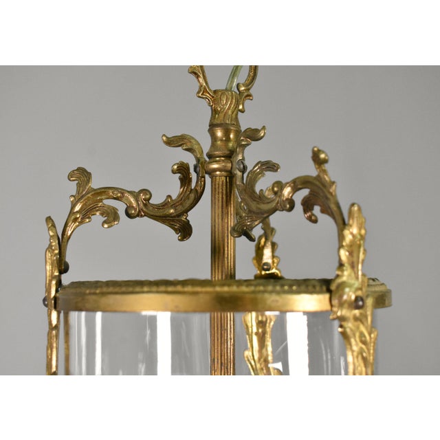 Metal Vintage French Cut Glass Hall Lantern, 1920s For Sale - Image 7 of 16