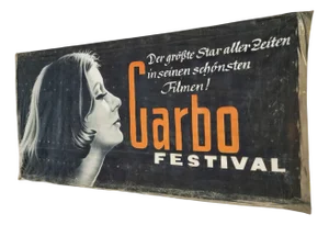 German Hand-Painted Cinema Advertising Banner with Greta Garbo, 1920s-1940s