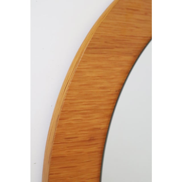 Scandinavian Round Wall Mirror in Oak, Denmark, 1970s For Sale - Image 4 of 11