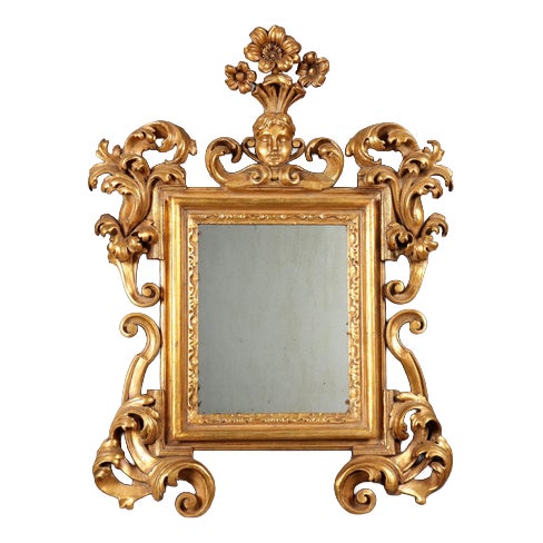 Small Carved and Gilded Mirror For Sale