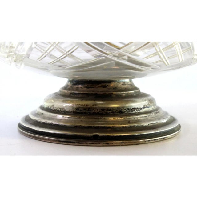 Cut Glass Candy Box with Silver Applications, Raised Lid and Circular Base For Sale - Image 6 of 8