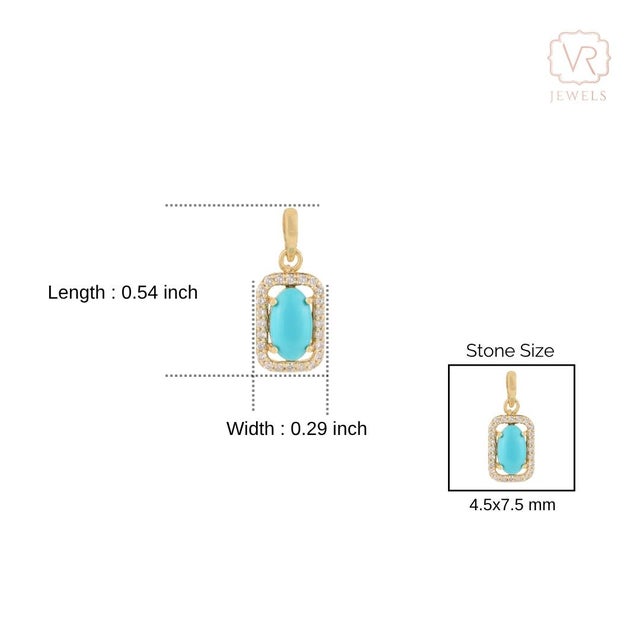 Art Deco Cabochon Oval Turquoise Diamond Halo Pendant in 14k Yellow Gold For Sale - Image 11 of 13