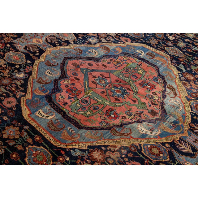 Allover Designed Antique Persian Bidjar Wool Rug Oversize in Blue and Red For Sale - Image 10 of 10