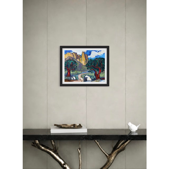 Mid-Century Modern Guardians of the Canyon Path - Original Oil on Canvas For Sale - Image 3 of 10