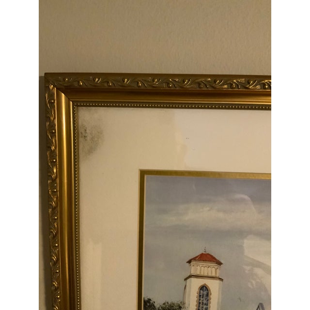 Wood Gordon Wheeler Signed Framed Lithograph Print, Summerall Chapel at the Citadel Charleston, Sc For Sale - Image 7 of 9