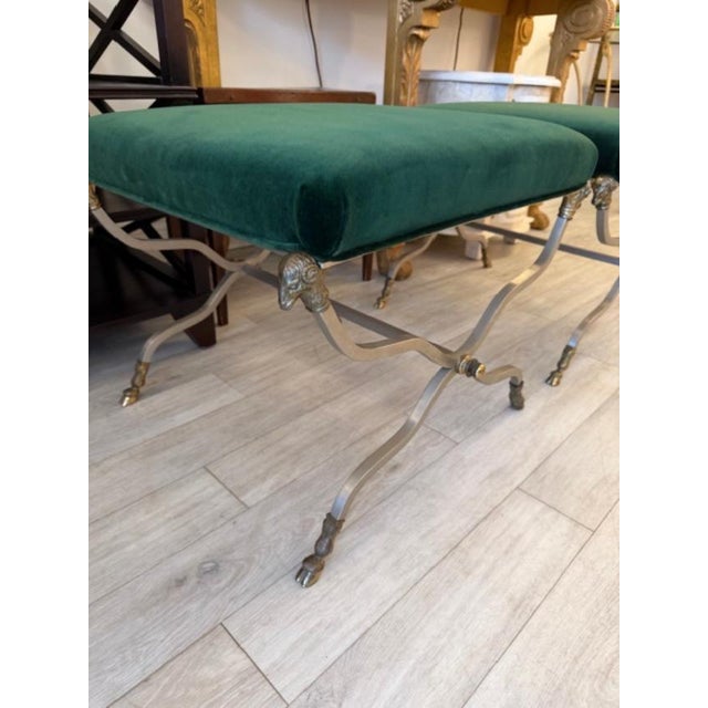 Metal 1970s Pair of Rams Head/Hoof Stools Attributed to Maison Jansen For Sale - Image 7 of 7