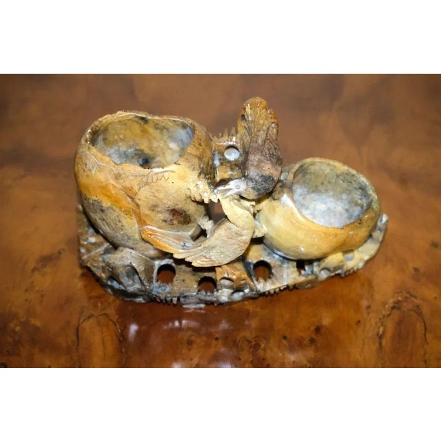 Early 20th Century Handcarved Soapstone Figure with Two Pots For Sale - Image 11 of 12
